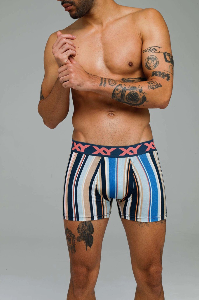 BOXER DE ALGODÓN Y LYCRA ESTAMPADO "RAYADO"
