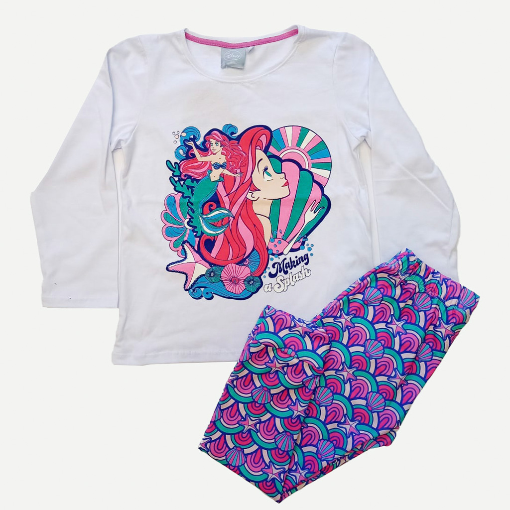   INV. PIJAMA ML DE JERSEY ESTAMPADO "PRINCESAS SIRENITA ARIEL"