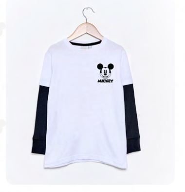 INV. REMERA DE ALGODÓN CON BAJO MANGA "MICKEY"