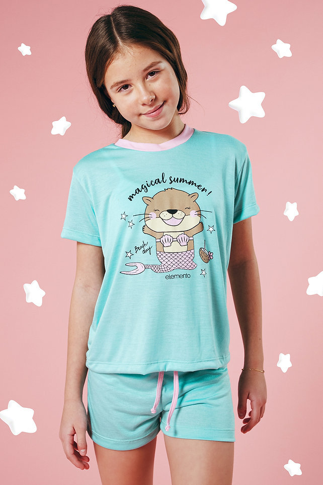 OFF - 15% !! VER. PIJAMA NENA REMERA ESTAMPADA Y SHORT LISO