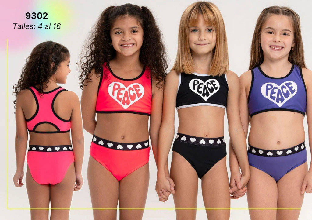 VER. MALLA BIKINI NENA TOP DEPORTIVO LISA "PEACE"