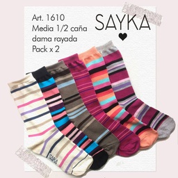 [SAYS1610] PACK X 2 MEDIA 1/2 CAÑA MUJER RAYADO