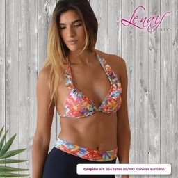[NAIF354] DESCUENTO -15% DESCUENTO ! MALLA CORPIÑO TRIANGULO SOFT C/ VOLADOS EN BRETEL ESTAMPADO