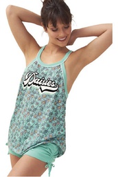 [MKP4071] VER. PIJAMA CONJUNTO  DE REMERA MANGA CORTA CON ESTAMPA LOCALIZADA Y SHORT ESTAMPADO "DAISY".