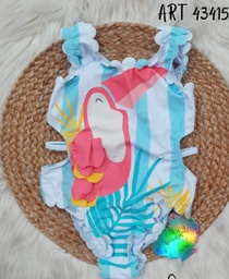 [DIS43415] VER. MALLA ENTERA PREMIUM SUBLIMADA "TUCAN" CON FRUNCE EN BRETELES Y TIRAS LATERALES - POSTO