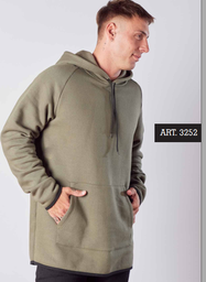 [SHE3252] INV.  -15%OFF - BUZO DE HOMBRE CANGURO LARGO CON CORDON