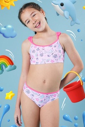 [ELE2614] OFF - 15% !! VER. MALLA BIKINI ESTAMPADA CON BRETELES LISOS