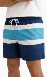 [POS1014] VER. SHORT DE BAÑO RAYADO CON CINTURA AJUSTABLE PREMIUM