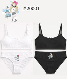 [MAR20001] CONJUNTO NENA ESTAMPADO DE ALGODÓN Y LYCRA CON BRETELES Y BOMBACHA