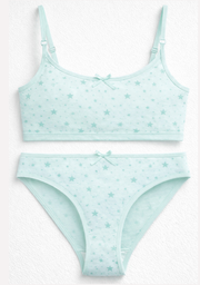 [MAR30001] CONJUNTO TEENS ESTAMPADO DE ALGODÓN Y LYCRA CON BRETEL FINO Y VEDETINA "ESTRELLAS"