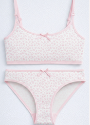 [MAR30003] CONJUNTO TEENS ESTAMPADO DE ALGODÓN Y LYCRA CON BRETEL FINO Y VEDETINA "PRINT"