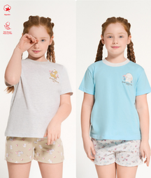 [ELE2722] VER. PIJAMA NENA REMERA LISA Y SHORT ESTAMPADO "ANIMALES"